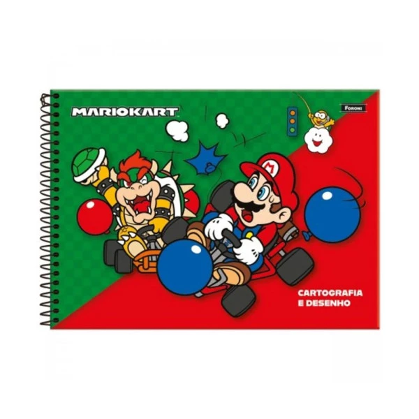 Caderno Cartografia E Desenho Super Mario Bros Vermelho Foroni 80F