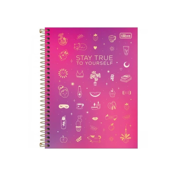 Caderno Colegial 10 Matérias Doodles Rosa Tilibra