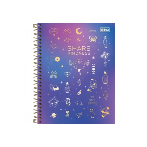 Caderno Colegial 10 Matérias Doodles Roxo Tilibra