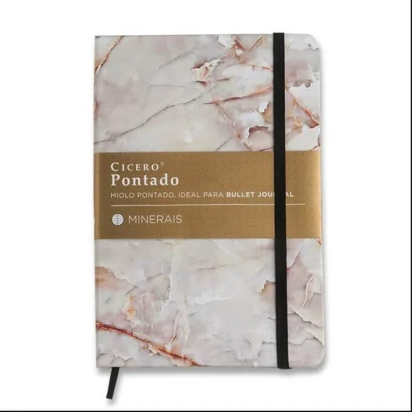 Caderno Pontado Minerais Mármore Branco 14x21 - Cicero