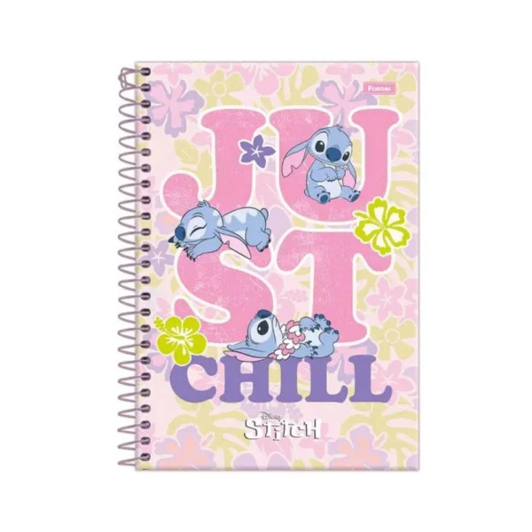 Caderno Stitch Universitário 10 Matérias 160F Foroni Just Chill