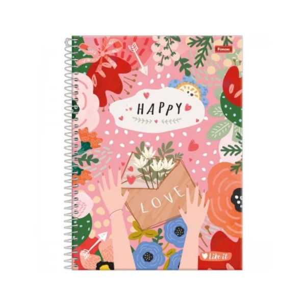 Caderno Universitário 15 Matérias Happy Like It Foroni