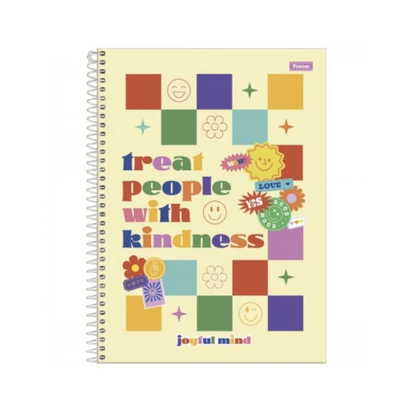 Caderno Universitário 15 Matérias Kindness Joyful Mind Foroni