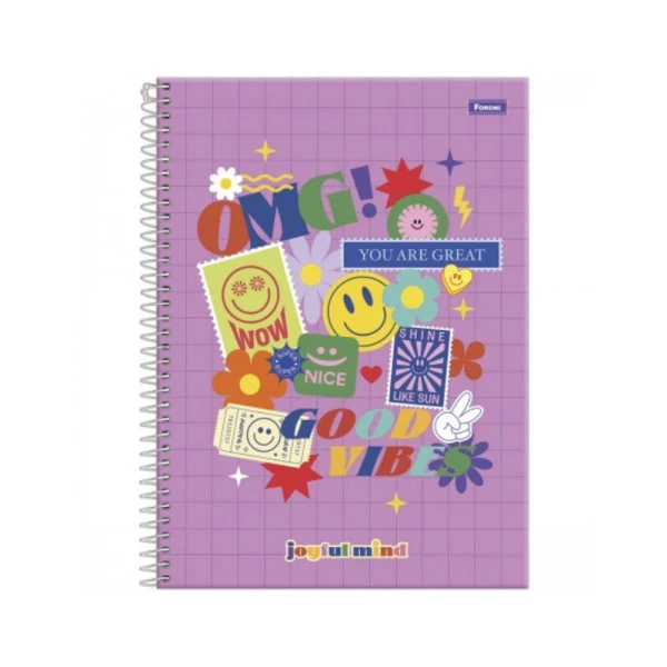Caderno Universitário 10 Matérias Good Vibes Joyful Mind Foroni 160F