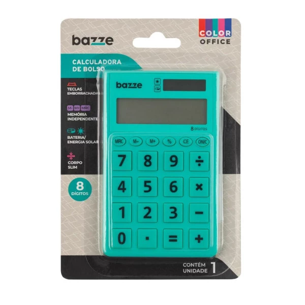Calculadora Azul Turquesa Bazze Pequena