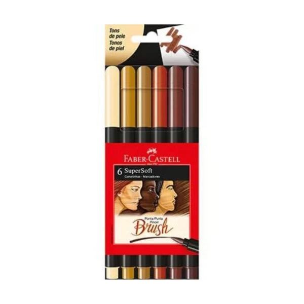 Caneta Brush Pincel SuperSoft Tons de Pele Faber Castell