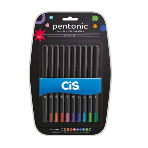 Caneta Esferografica Cis Pentonic  0.7mm Ponta Fina 10 un