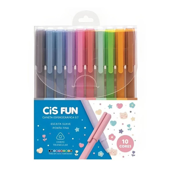 Caneta Esferográfica Cis Fun Kit C/10 Cores