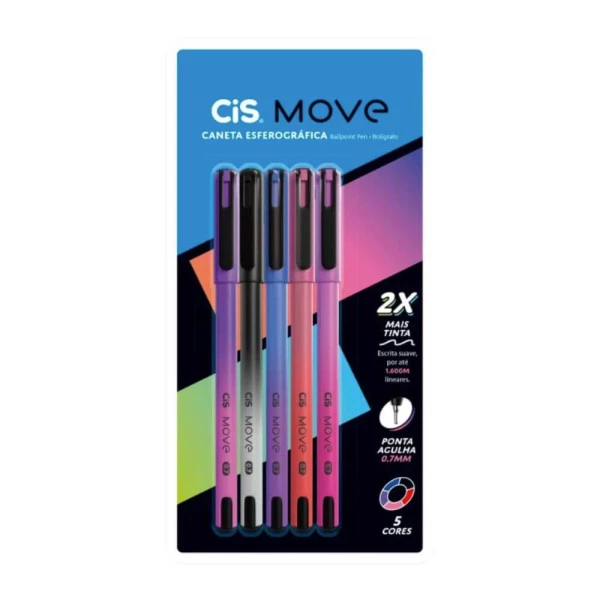 Caneta Esferográfica Cis Move Kit C/5