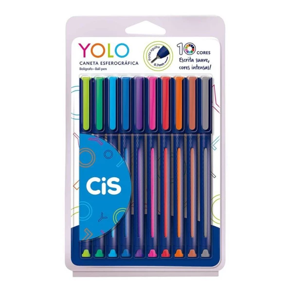 Caneta Esferográfica Cis Yolo Kit C/10 Cores