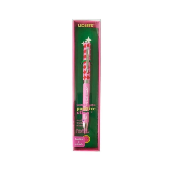 Caneta Esferográfica Premium Leo Arte Positive Vibes Losango