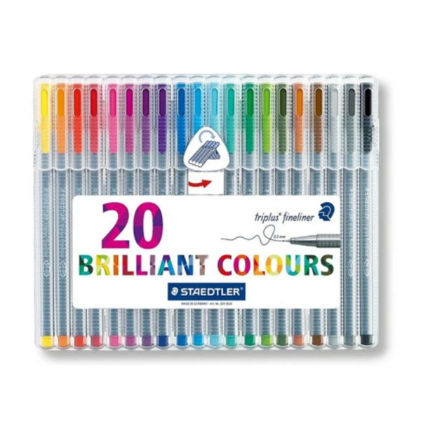 Caneta Fine Pen Triplus XB Staedtler c/ 20 Cores Brilhantes