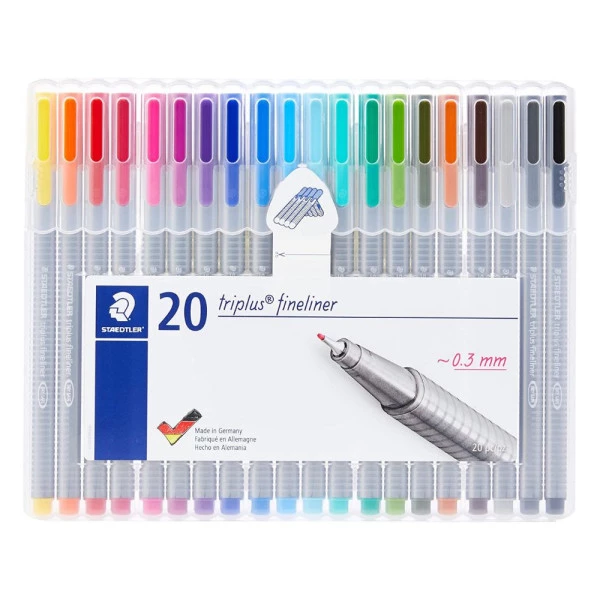 Caneta Fine Pen Triplus Fine Liner Staedtler c/ 20 Cores