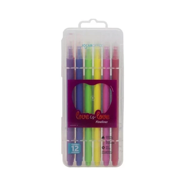 Caneta Fine Pen Jocar Office Love is Love 12 Cores