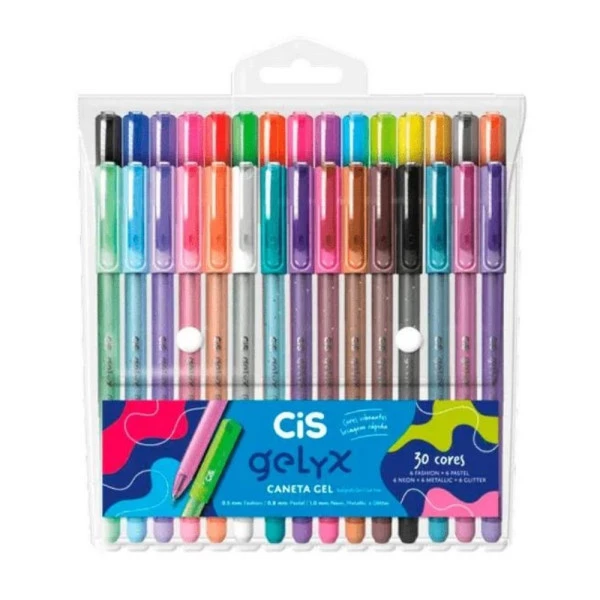 Caneta Gel Cis Gelyx Kit C/30 Cores