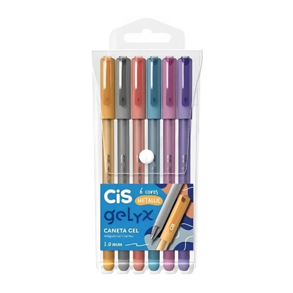 Caneta Gel Cis Gelyx Metálicas Kit C/6