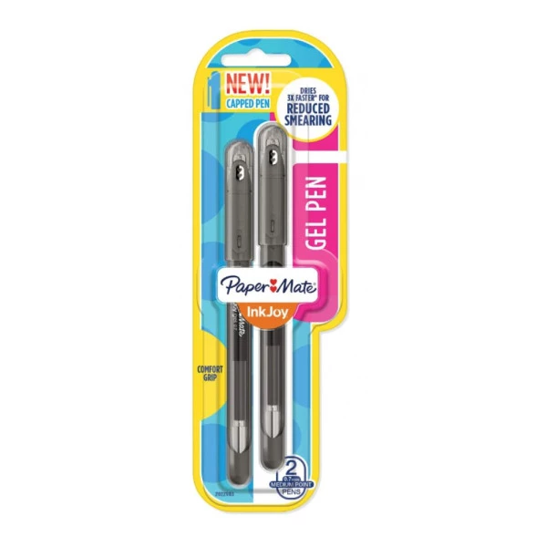 Caneta Gel Preta InkJoy PaperMate Blister c/ 2 un