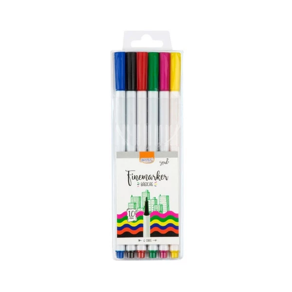 Caneta hidrográfica BRW Fine Marker 1.0mm 6 Cores