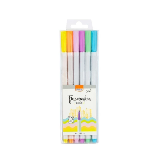 Caneta hidrográfica BRW Fine Marker Tons Pastel 1.0mm 6 Cores