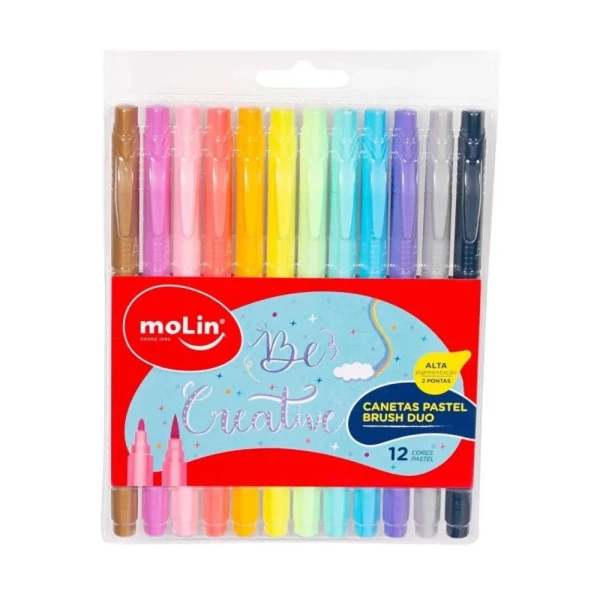 Canetas Pastel Brush Duo Molin c/ 12 un