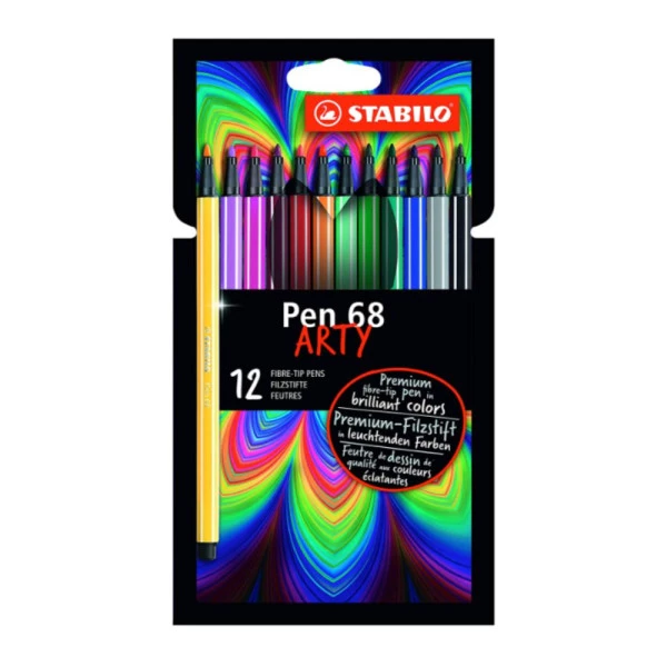 Caneta Stabilo Pen 68 Arty Estojo Com 12 Cores