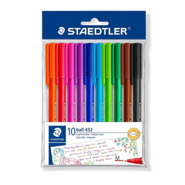 Caneta Staedtler Esferográfica 432 M  c/ 10 cores