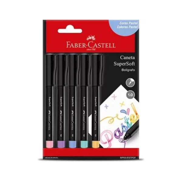Caneta SuperSoft Pastel Faber Castell 1.0mm 5 Un