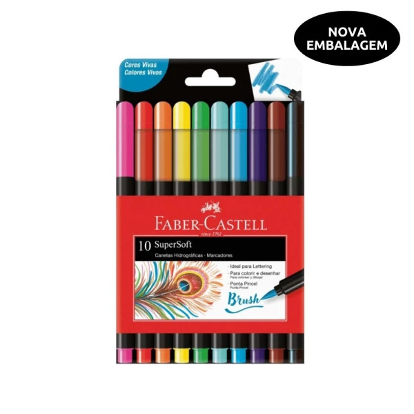 Caneta Brush SuperSoft Faber Castell 10 cores