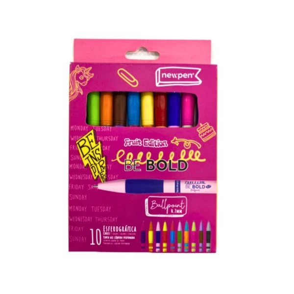 Caneta Esferográfica Perfumada Be Bold Fruit Edition 10 Cores 0.7mm