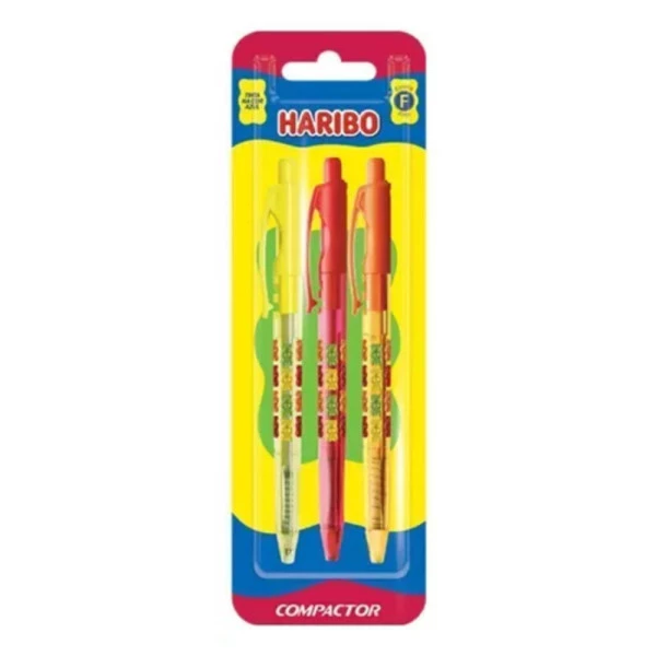 Caneta Esferográfica Retrátil Haribo Vip Compactor Azul Blister C/3