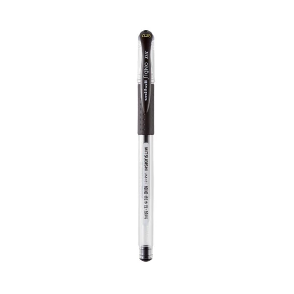 Caneta Gel Ponta Fina Signo Dx Uni-Ball 0.38mm Preto