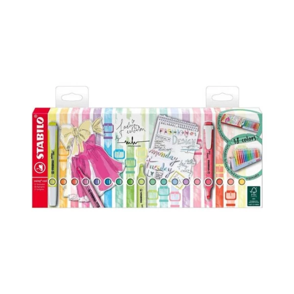 Marca Texto Stabilo Swing Cool Com 18 Cores Fashion Edition