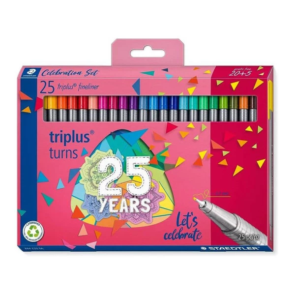 Caneta Ponta Fina Staedtler Triplus Fineliner 20 Cores + 5 Edição Limitada Aniversário