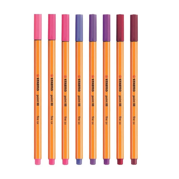 Caneta Stabilo Fine Pen Point 88 Tons de Rosa e Roxo