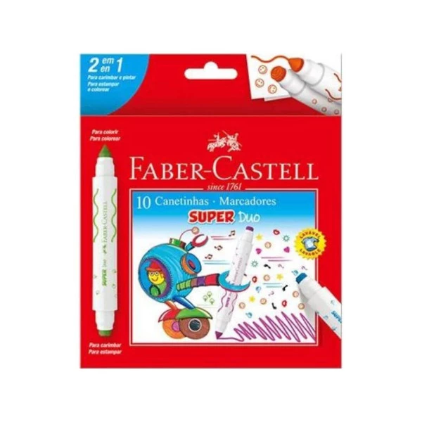 Canetinha Hidrográfica Faber-Castell 2 Pontas Super Duo Carimbo