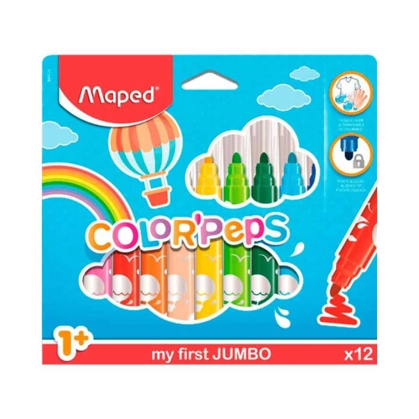 Canetinha Hidrográfica Jumbo 12 Cores Maped Color Peps