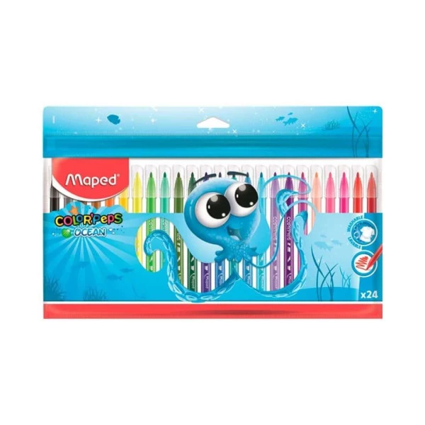 Canetinha Hidrográfica Maped 24 Cores Color Peps Ocean Polvo