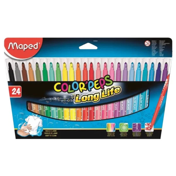 Canetinha Hidrográfica Maped Color Peps Long Life 24 Cores
