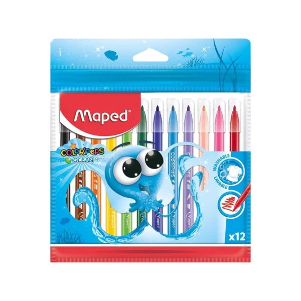 Canetinha Hidrográfica Maped Color Peps Ocean Polvo 12 Cores