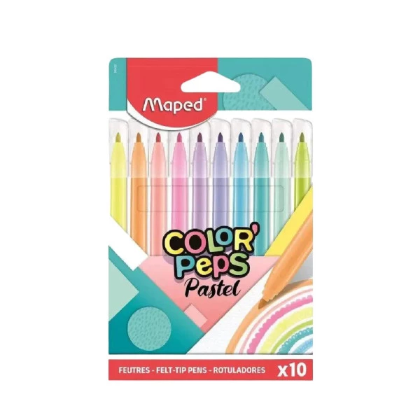 Canetinha Hidrográfica Maped Color Peps Tom Pastel 10 Cores