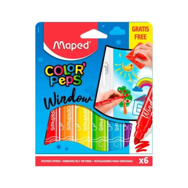 Canetinha Hidrografica Para Vidro Maped Color Peps 6 Cores
