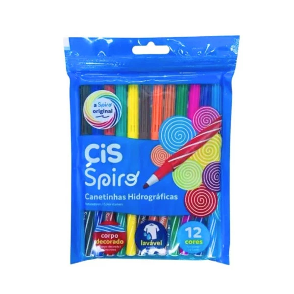 Canetinha Hidrográfica Cis Spiro 12 Cores