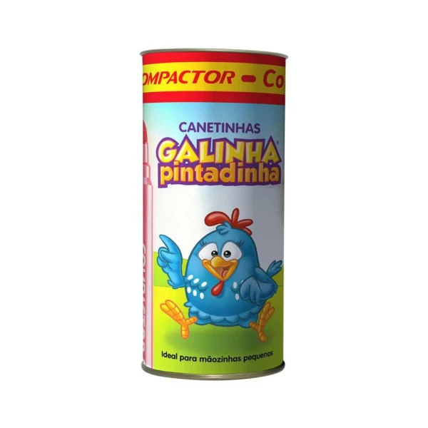 Canetinha Hidrográfica Galinha Pintadinha Compactor Colors Lata 12 Cores