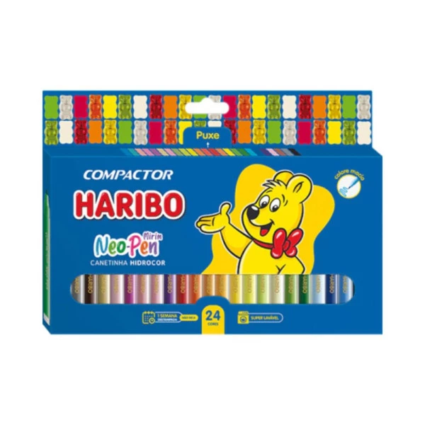 Canetinha Hidrográfica Neo-Pen Mirim Haribo 24 Cores Compactor