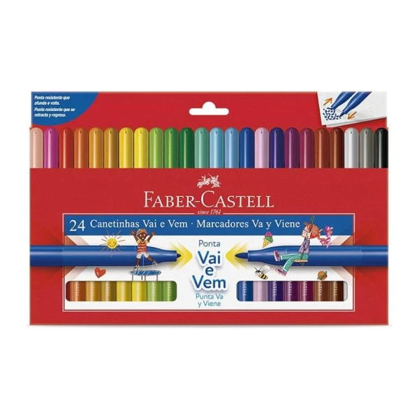 Canetinha Hidrográfica Vai e Vem 24 Cores Faber-Castell