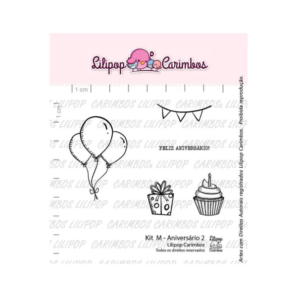 Cartela de Carimbos M - "Aniversario 2" - Lilipop Carimbos