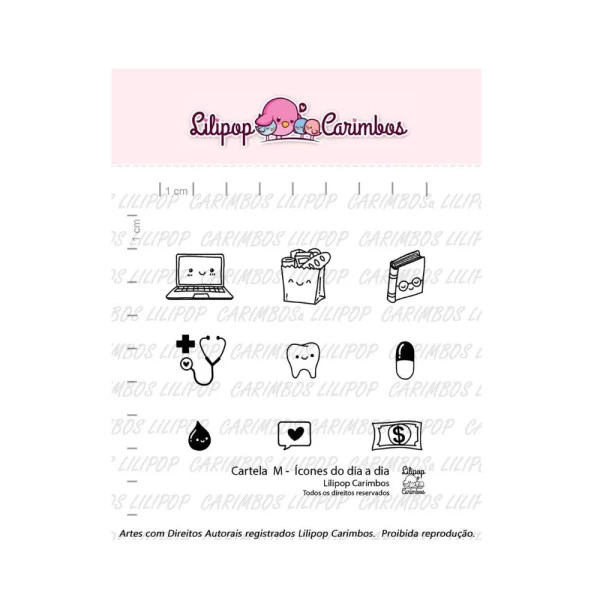 Cartela de Carimbos M - "Icones do dia a dia" - Lilipop Carimbos