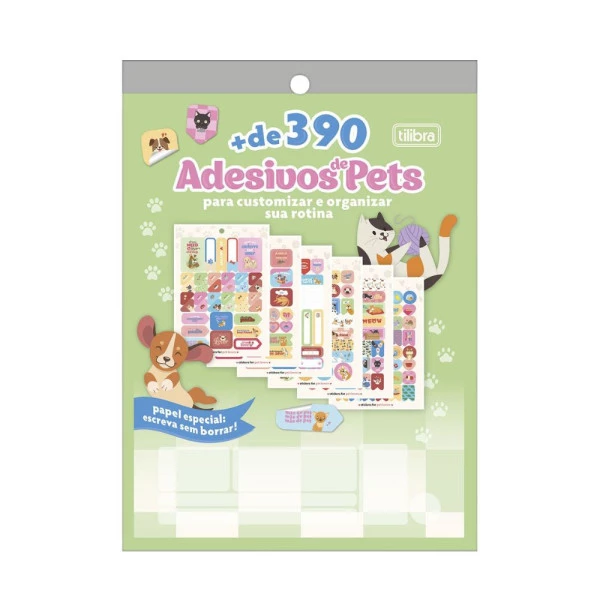 Cartela De Adesivos Decorados De Pets 390un