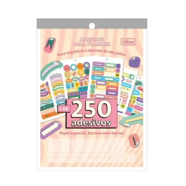Cartela De Adesivos Decorados P/ Planner 12F 250Un Tilibra