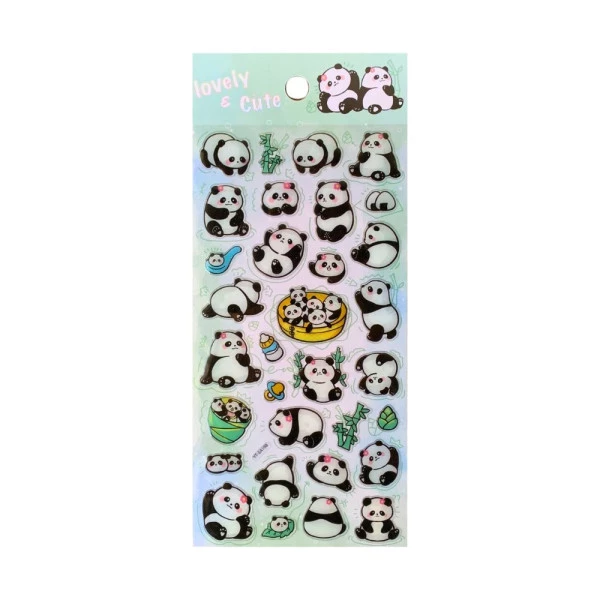 Cartela de Adesivo Uniso Glitter Cristal Lovely e Cute Panda